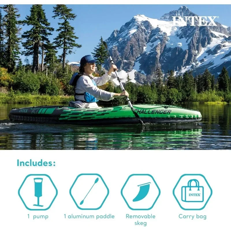 Popular.Challenger Inflatable Kayak Series: Includes Deluxe 86in Kayak Paddles and High-Output Pump – SuperStrong PVC – Adjustab
