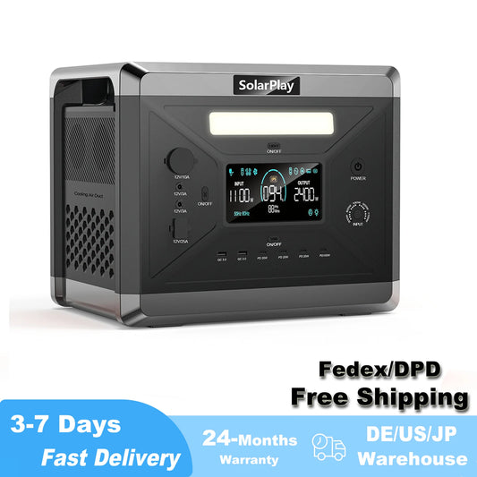 SOLARPLAY Q2501 Portable Power Station 2160WH LiFePO4 Battery with 2400W (4800W Peak) AC Output Solar Generator for Garden Party