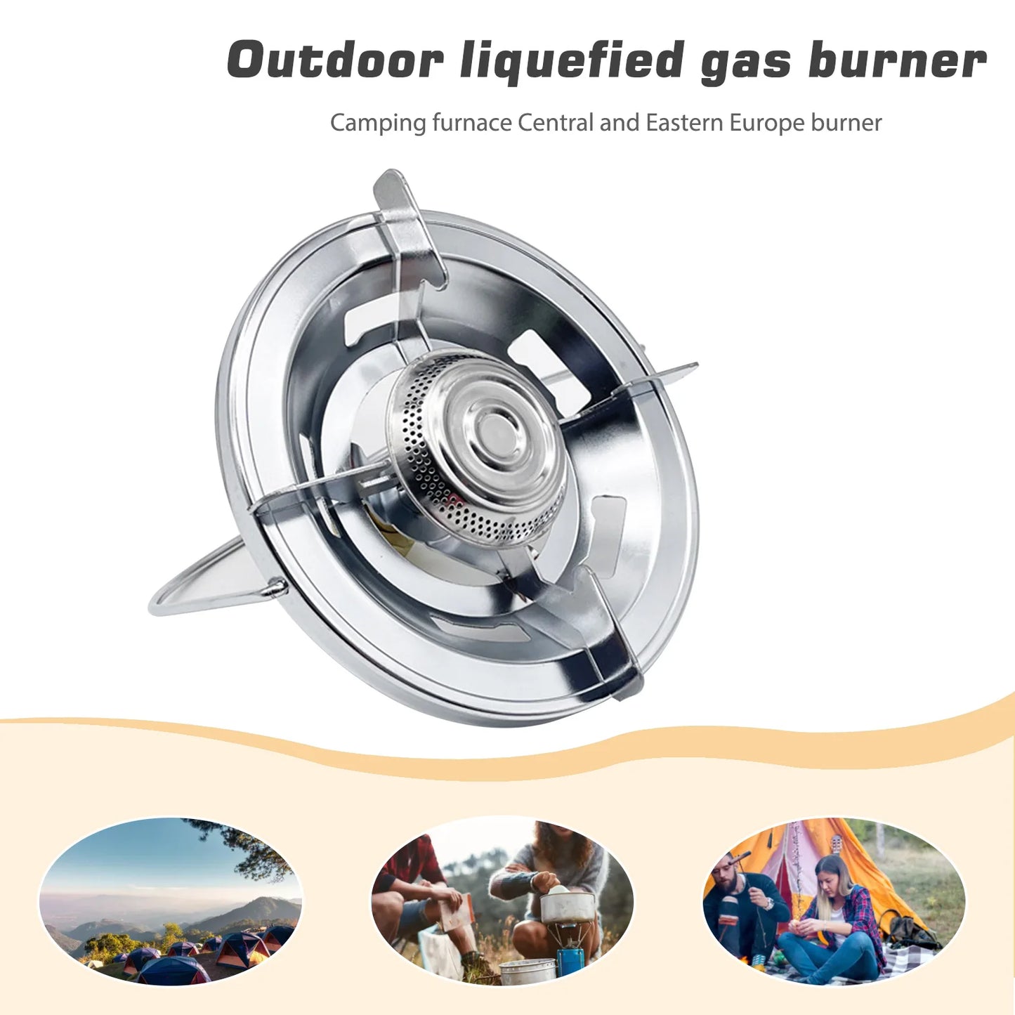 Copper Outdoor Liquefied Gas Furnace Integrated Liquefied Cylinder Stoves Portable with Handle  Camping Equipment