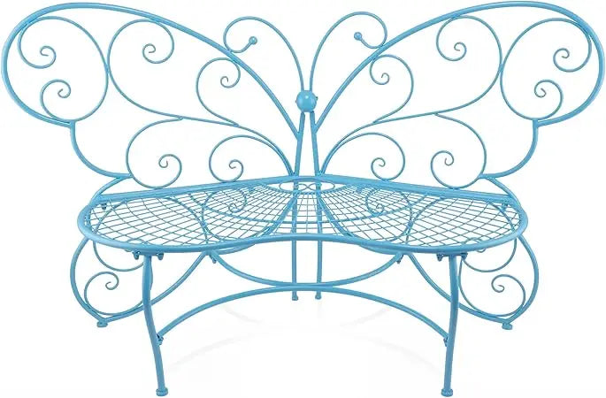 Alpine Corporation 62" x 26" Outdoor 2 Person Metal Butterfly Shaped Garden Bench, Red
