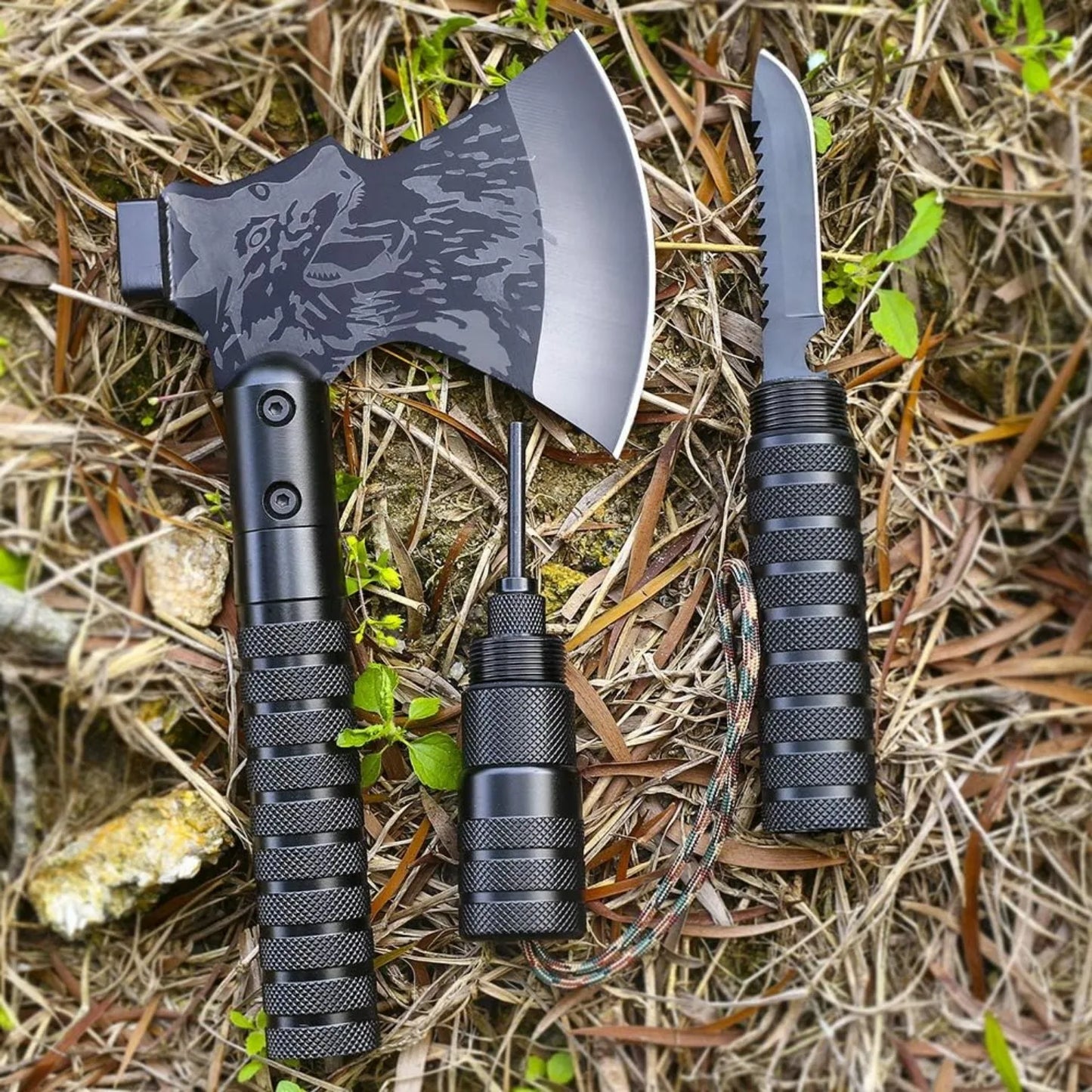 Tactical Folding Survival Axe w/Hammer & Nylon Sheath, Multifunctional Camping Hatchet for Hiking/Hunting/Outdoor Survival Gear
