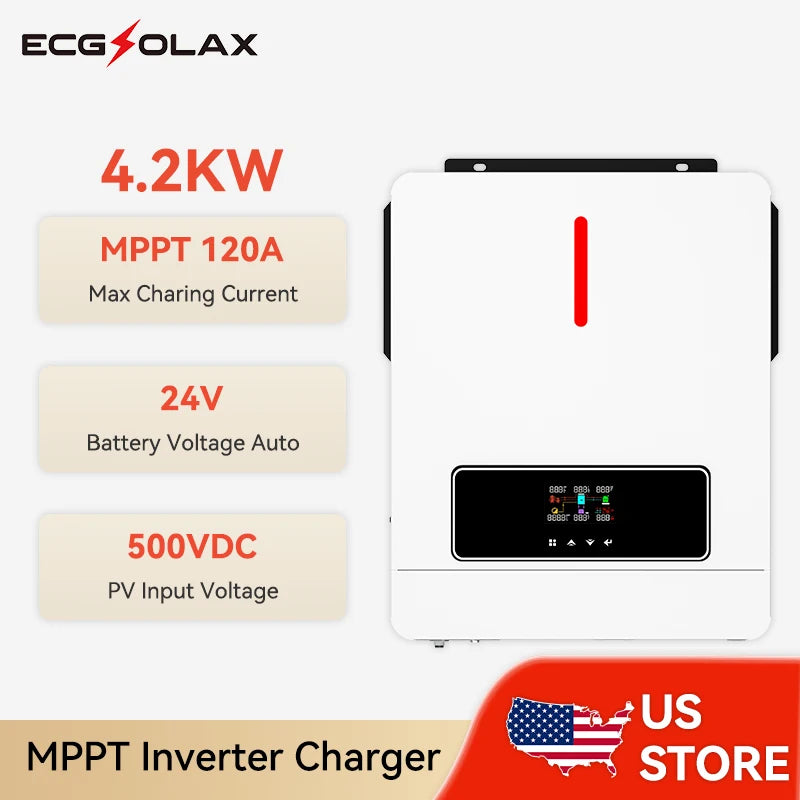 ECGSOLAX 4.2KW MPPT PV Max 500VDC inverter pure sine wave solar inventer off grid hybrid inverter 24v