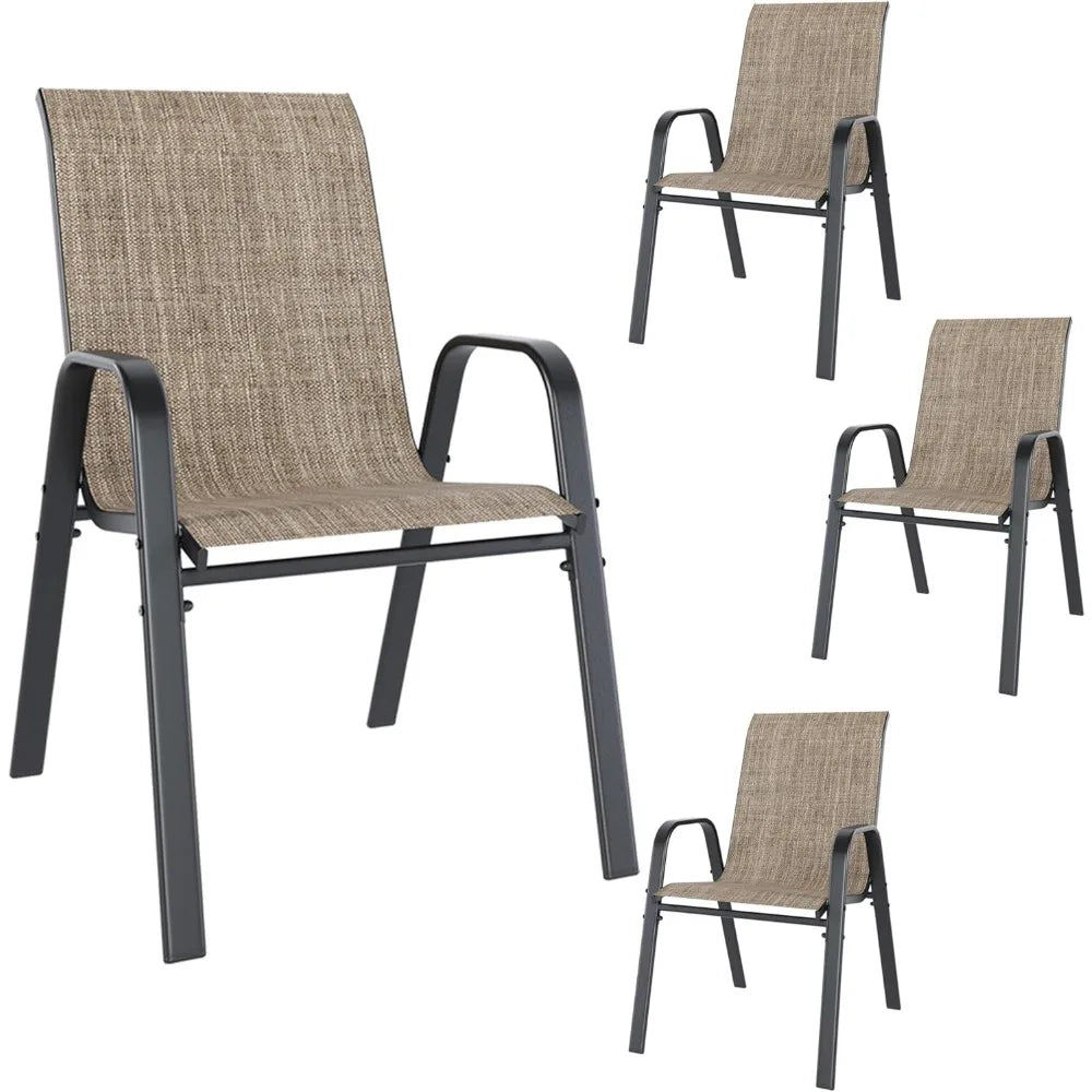 Patio Dining Chairs Set of 4 Outdoor Stackable Dining Chairs for All Weather 330lbs Capacity Heavy Duty Textilene Fabric