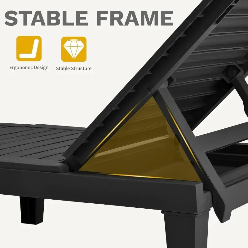 Outdoor Chaise Lounge, Pool Lounge Chair w/ 5-Level Backrest, Waterproof & Easy Assembly Patio Lounge Chair