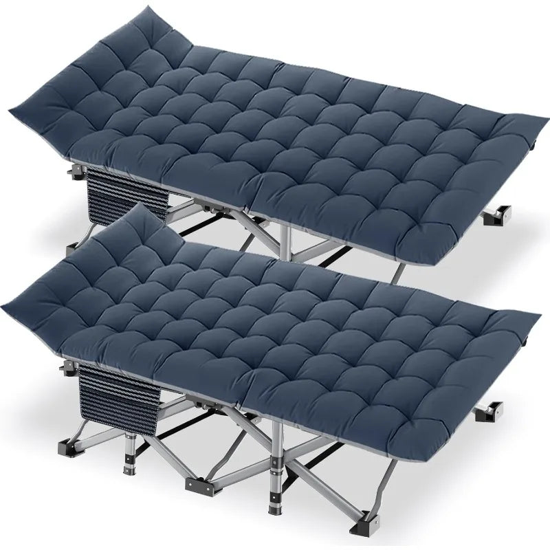 DoCred Folding Camping Cot with Mattress, 2 Pack Heavy Duty Folding Cot for Adults, Portable Sleeping Cot Bed Adults Outdoor Bed