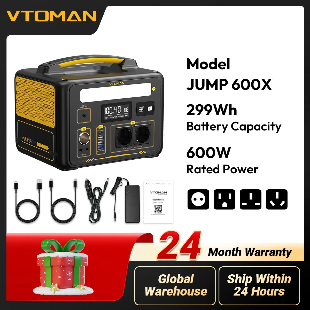 VTOMAN JUMP 600X Power Stations 299Wh LiFeP04 Battery Emergency Backup High-power Power Supply Camping Equipment Generator