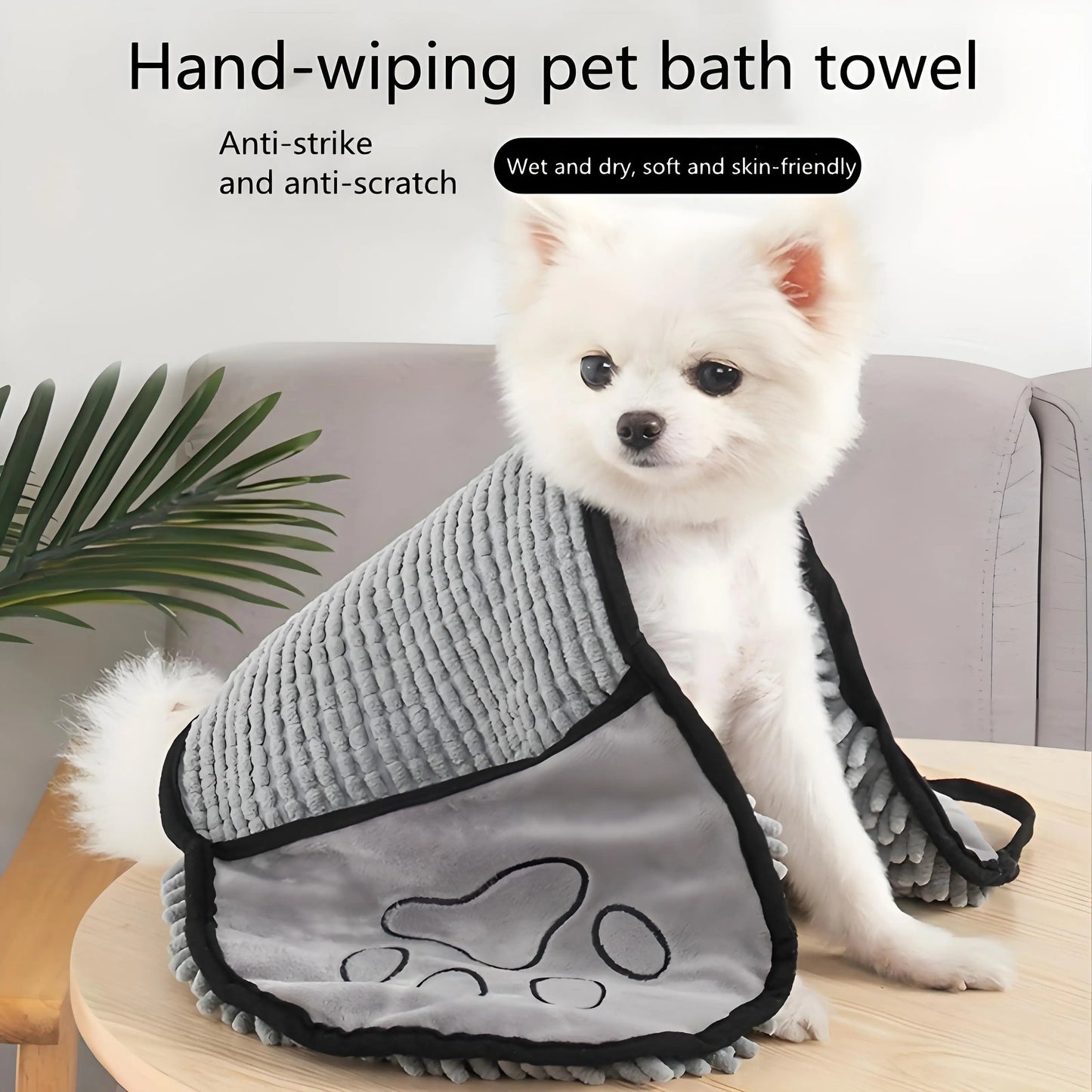 Plush Microfiber Pet Towel - Quick-Dry & Ultra Absorbent for Dogs and Cats