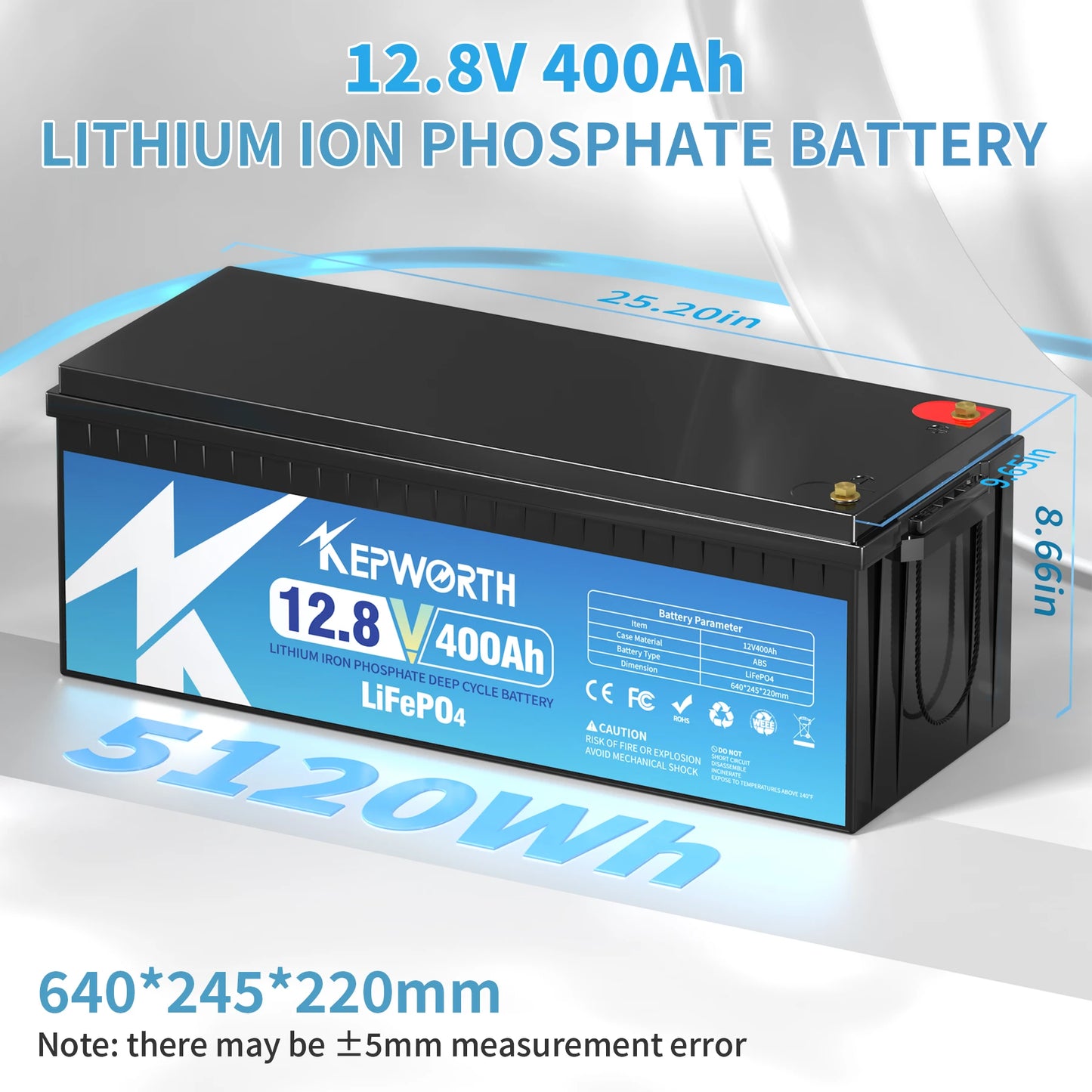 12V 400Ah LiFePO4 Battery with 200A BMS, up to 6000+ Deep Cycles, Grade A Cells, for Trolling Motor, Boat, Rv, Solar, Off-Grid