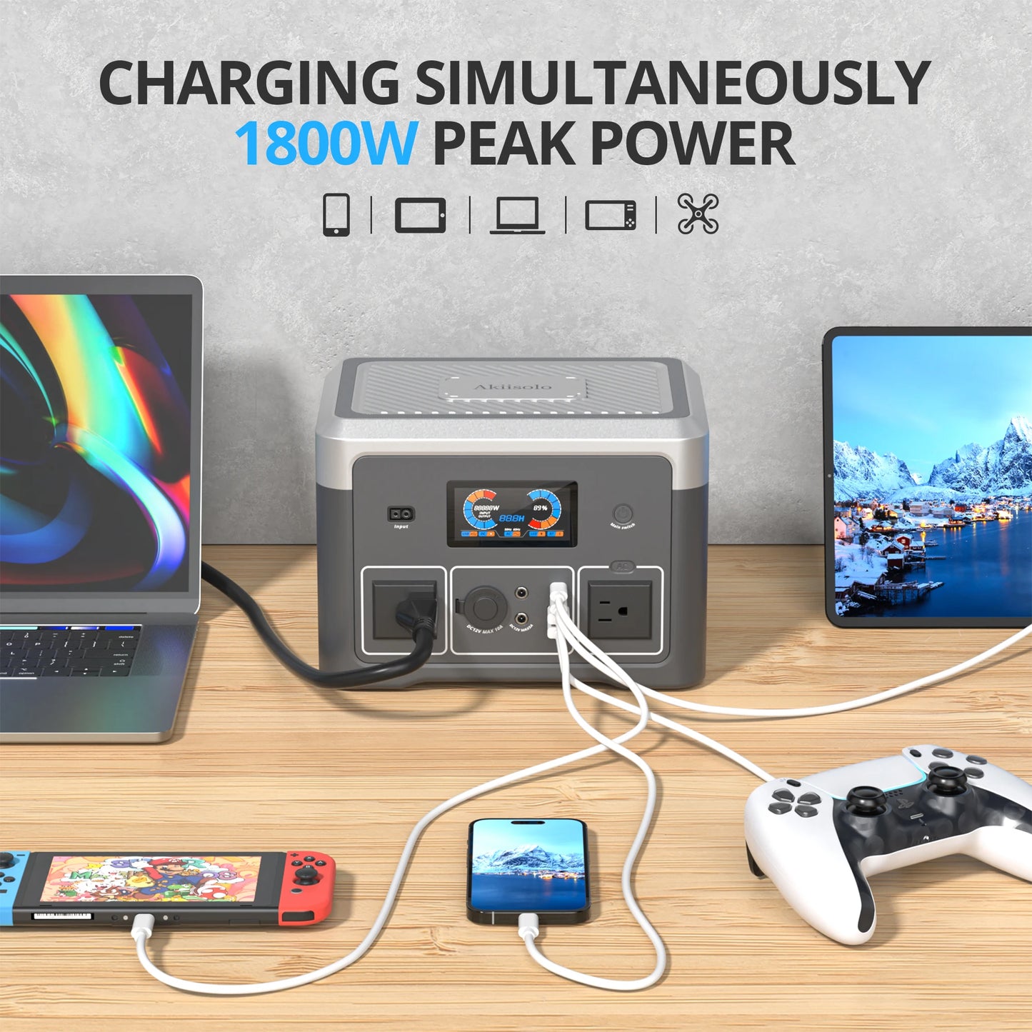 Portable Power Station 665.6Wh LiFePO4 Battery with 2x 600W AC Outlets(Surge 1800W) for Outdoor Camping RV Home Music Player
