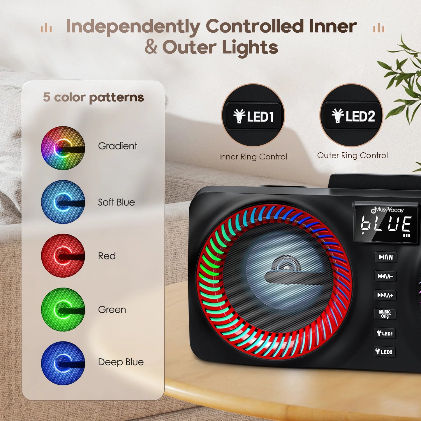 Portable Karaoke Machine Karaoke with 15W Bluetooth Speaker 2 Wireless Karaoke Microphone Rechargeable Microphone Slot for Home