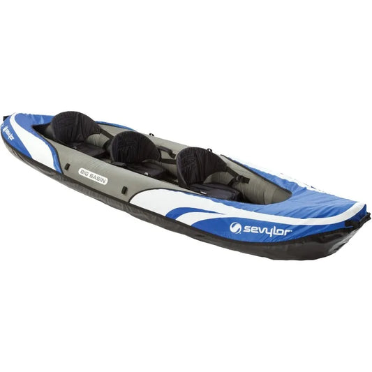 Sevylor Big Basin 3-Person Inflatable Kayak with Adjustable Seats & Carry Handles, Heavy-Duty PVC Construction for Rugged Use