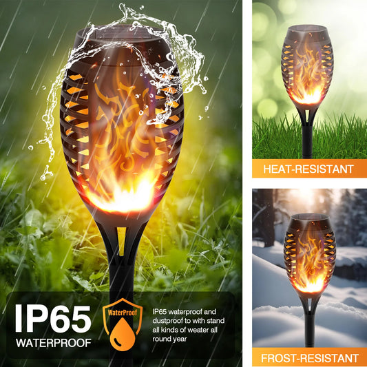 6pcs Solar Powered LED Flame Light Flickering Light Waterproof Garden Decoration Outdoor Lawn Path Yard Patio Floor Lamp